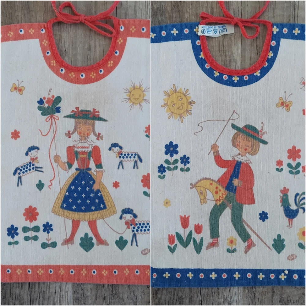 Vintage Kolf Baby Bib Reversible Austrian Folk Art